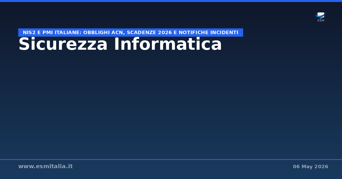 NIS2 per PMI italiane: obblighi e scadenze 2026