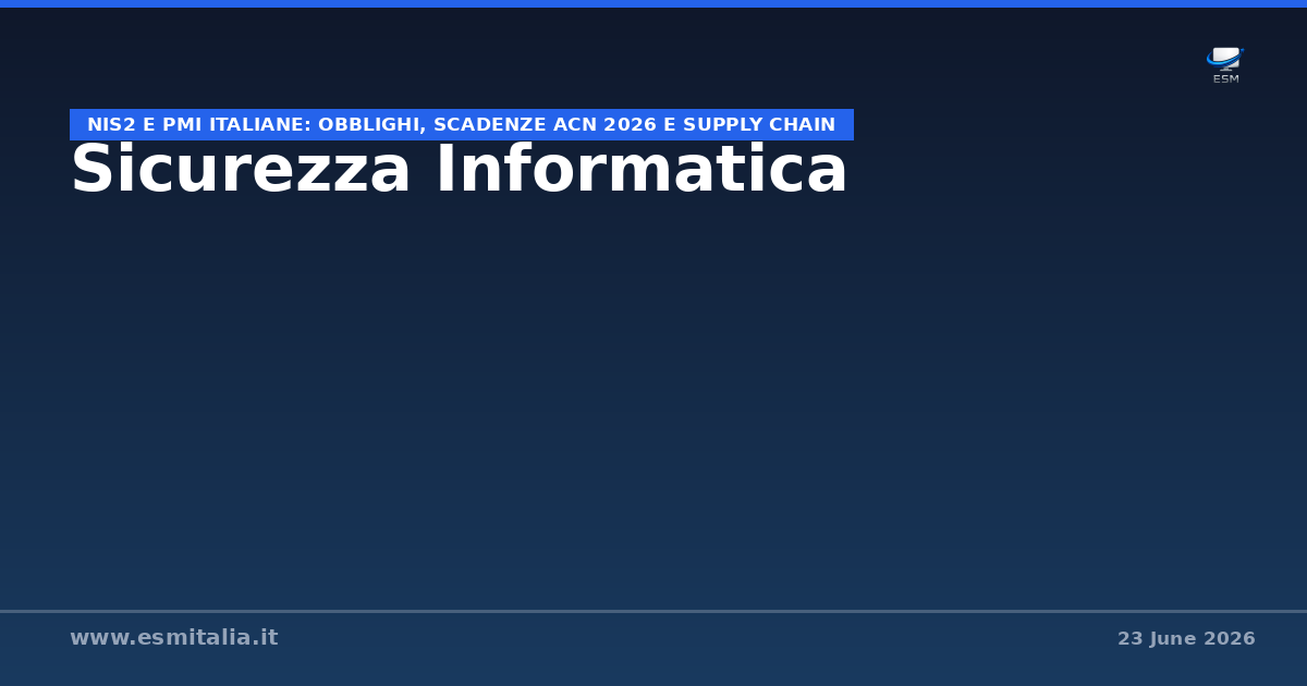 NIS2 e PMI italiane: obblighi, scadenze ACN 2026 e supply chain