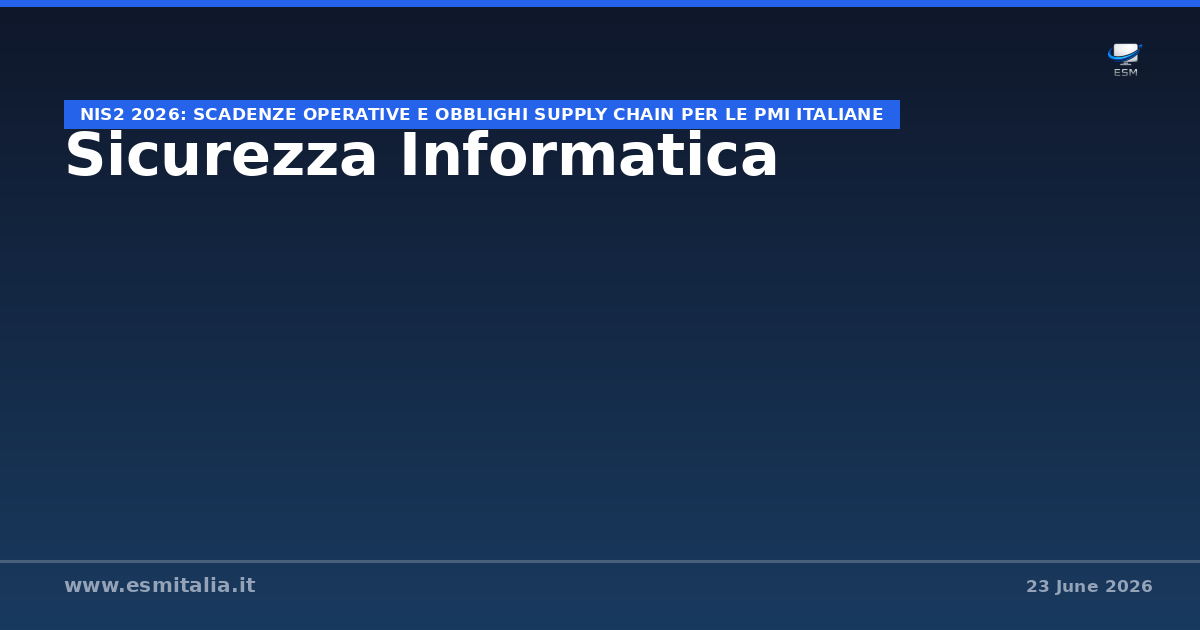 NIS2 2026: scadenze operative e obblighi supply chain per le PMI italiane